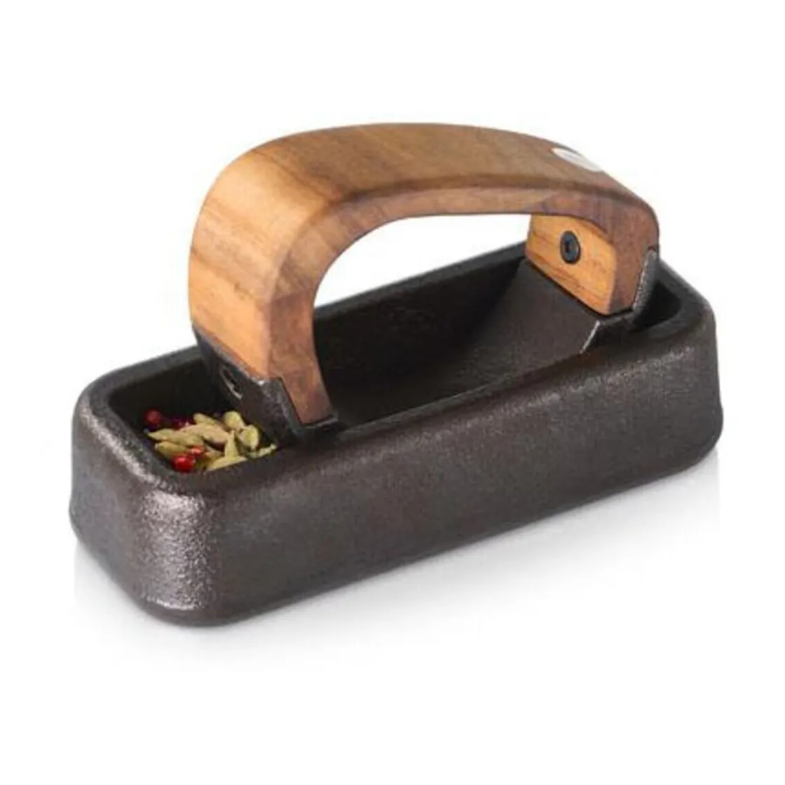 Messer & Co. Entdecken|Kräuter & Gewürze<Adhoc Wiegemörser Rocca Gusseisen/Akazie 17x10,7x7,2cm