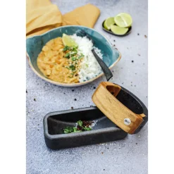 Messer & Co. Entdecken|Kräuter & Gewürze<Adhoc Wiegemörser Rocca Gusseisen/Akazie 17x10,7x7,2cm