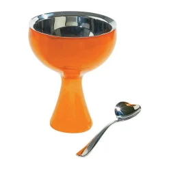 Alessi Eisbecher mit Löffel orange Big Love