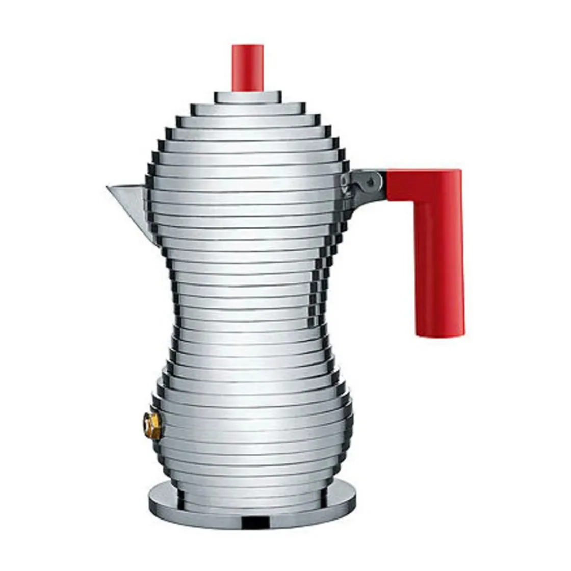 Espressokocher<Alessi Espressokocher 1 Tasse Griff rot Pulcina