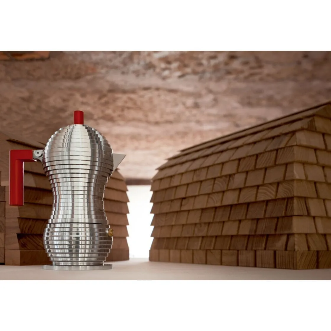 Espressokocher<Alessi Espressokocher 1 Tasse Griff rot Pulcina