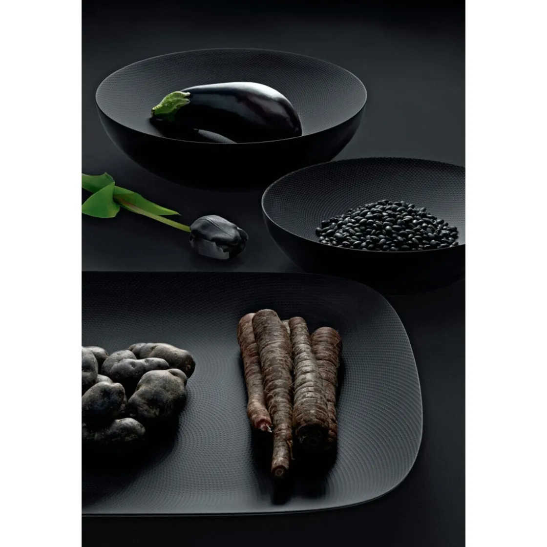 Alessi Schale 32cm schwarz m. Relief Double