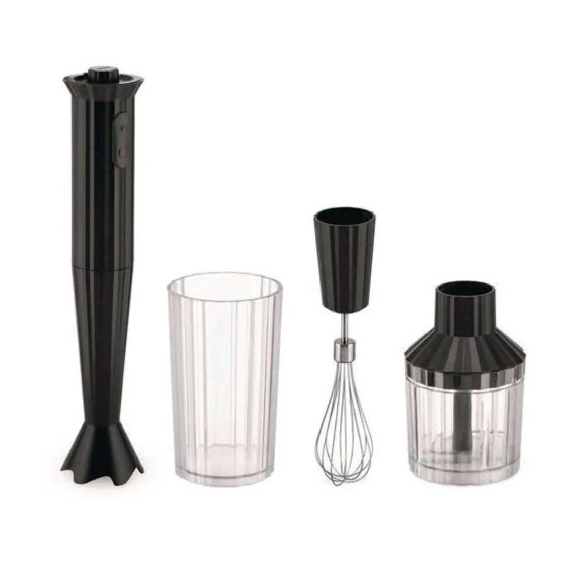 Kochwelt Entdecken<Alessi Stabmixer-Set 4-tlg. Plissé schwarz