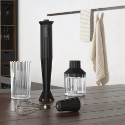Kochwelt Entdecken&lt;Alessi Stabmixer-Set 4-tlg. Plissé schwarz