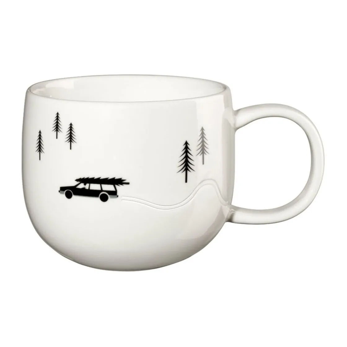 Becher|Weihnachten<ASA Henkelbecher 0,4 l Joy Snow Tracks Skidding Xmas