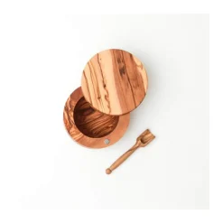 Antipasti Geschirr|Pfeffer- Und Salzstreuer<Berard Salzbehälter m .Deckel und Löffel Olivenholz