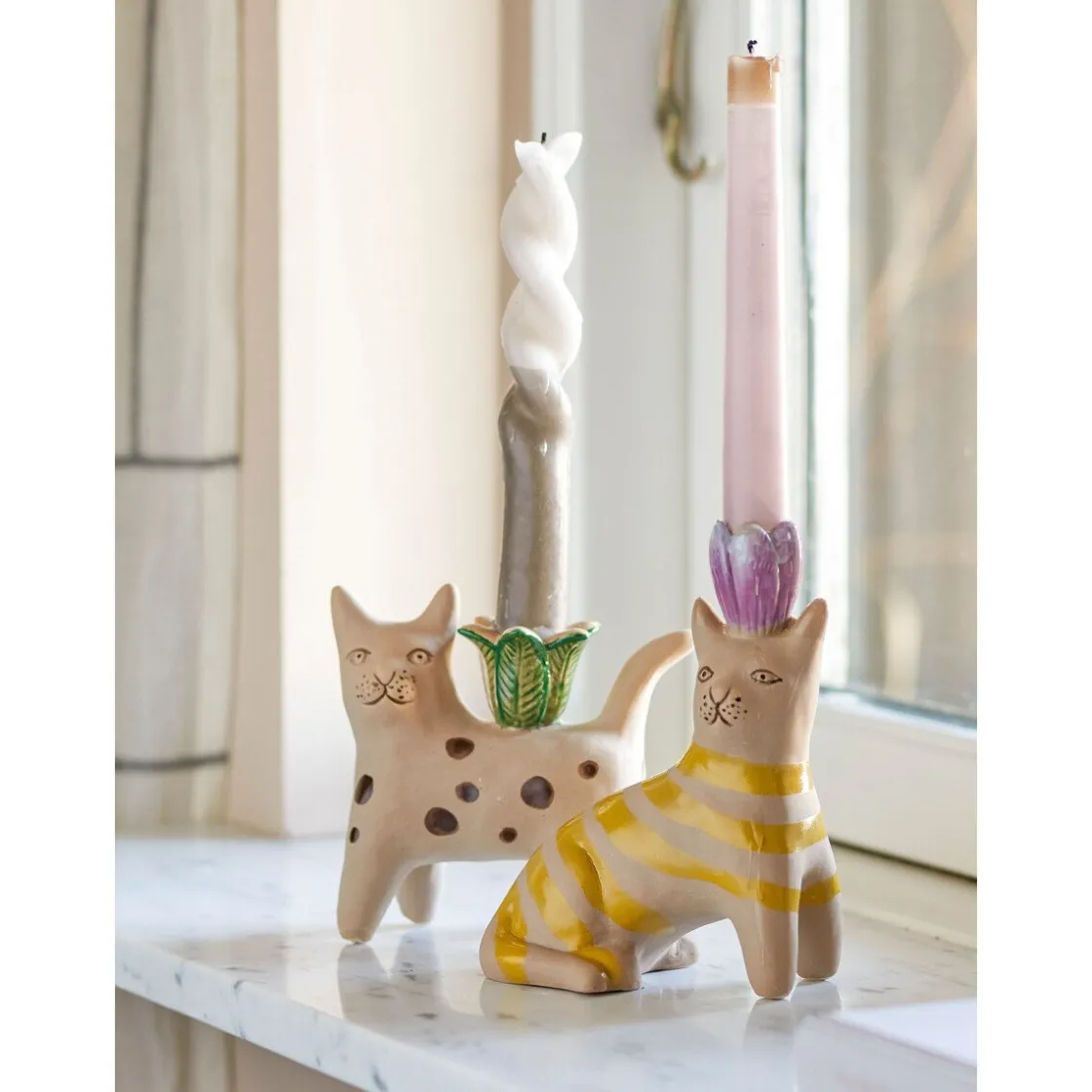 Weihnachtskerzen<Bloomingville Kerzenhalter 2er-Set Mamie braun