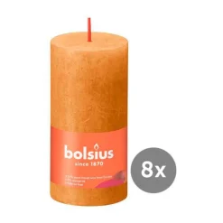 Weihnachtskerzen<Bolsius 8er Pack Stumpenkerze 100/50 Rustik Shine honigwabengelb 19