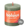 Bolsius 4er Pack Stumpenkerze 80/68 Rustik Shine olivengrün 70