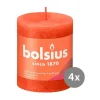Bolsius 4er Pack Stumpenkerze 80/68 Rustik Shine herbstliches orange 35