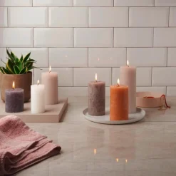 Bolsius 8er Pack Stumpenkerze 100/50 Rustik Shine eschen rose 39