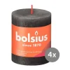Bolsius 4er Pack Stumpenkerze 80/68 Rustik Shine stürmisches grau 31