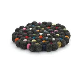 Untersetzer<Cilio Untersetzer Lana Nero rund 21cm schwarz/bunt Schafwolle