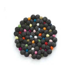 Untersetzer<Cilio Untersetzer Lana Nero rund 21cm schwarz/bunt Schafwolle