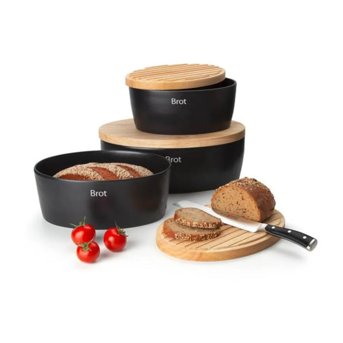 Continenta Brottopf oval 27x20cm H.13,5cm Keramik schwarz