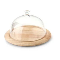Continenta Käseglocke 2 tlg. Holz / Glas 26cm