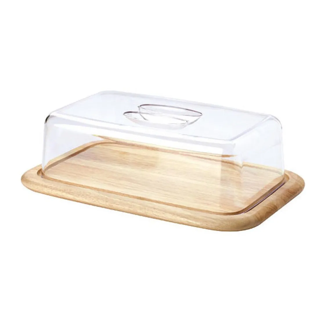 Continenta Käseglocke 2 tlg. eckig Holz/Acryl 38,5x25,5x11,5cm