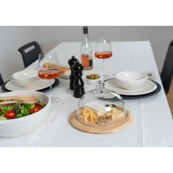 Servierplatten|Antipasti Geschirr<Continenta Käseglocke 2 tlg. Holz / Glas 20cm H 14cm