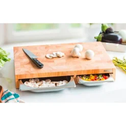 Continenta Multifunktionsbrett 50x33x8 cm Gummibaum-Stirnholz