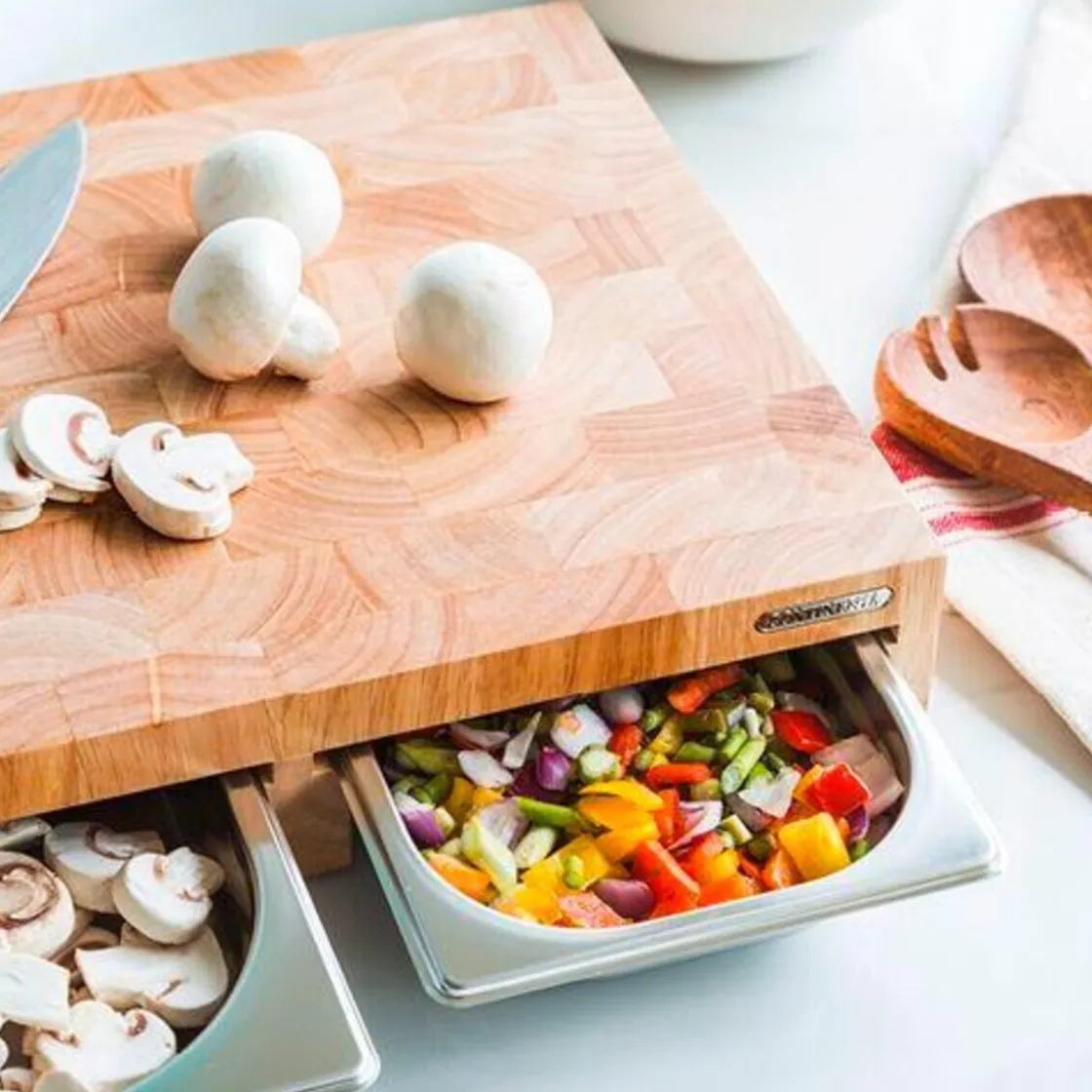 Continenta Multifunktionsbrett 50x33x8 cm Gummibaum-Stirnholz