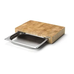 Grillen<Continenta Schneidebrett mit Schublade 39x27x6 cm Stirnholz