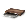 Continenta Schneidebrett Walnuss m. Edelstahl Schublade 48 x 32,5 x 6 cm