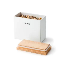 Continenta Vorratsdose quadrat. 20x10x18,5cm Keramik/Holzdeckel