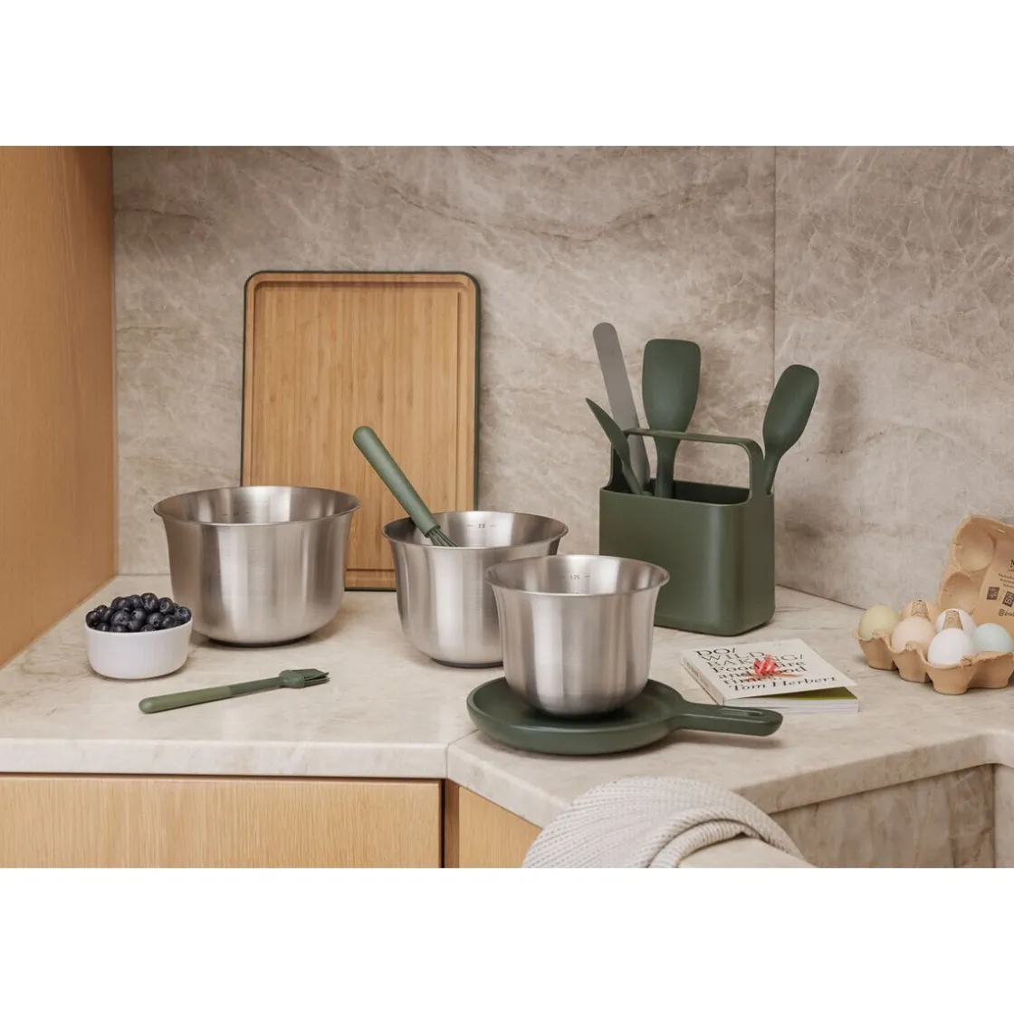 Eva Solo Rührschüssel-Set 3-tlg. Green tools brushed steel