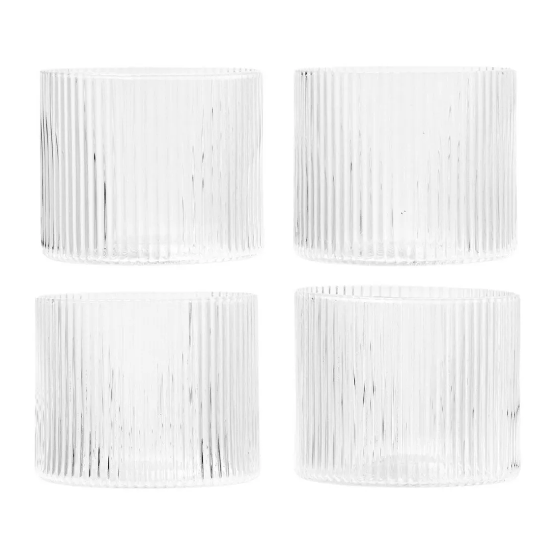 ferm LIVING Glas 4er-Set Ripple klar