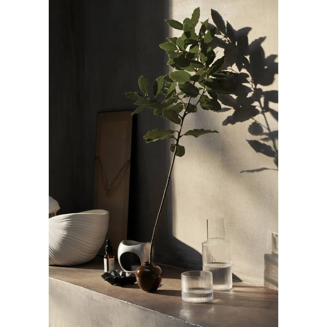 ferm LIVING Glas 4er-Set Ripple klar