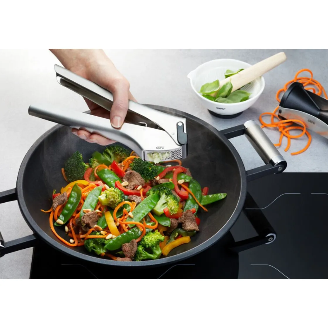 Gefu Knoblauchpresse Garlico 20 cm silber