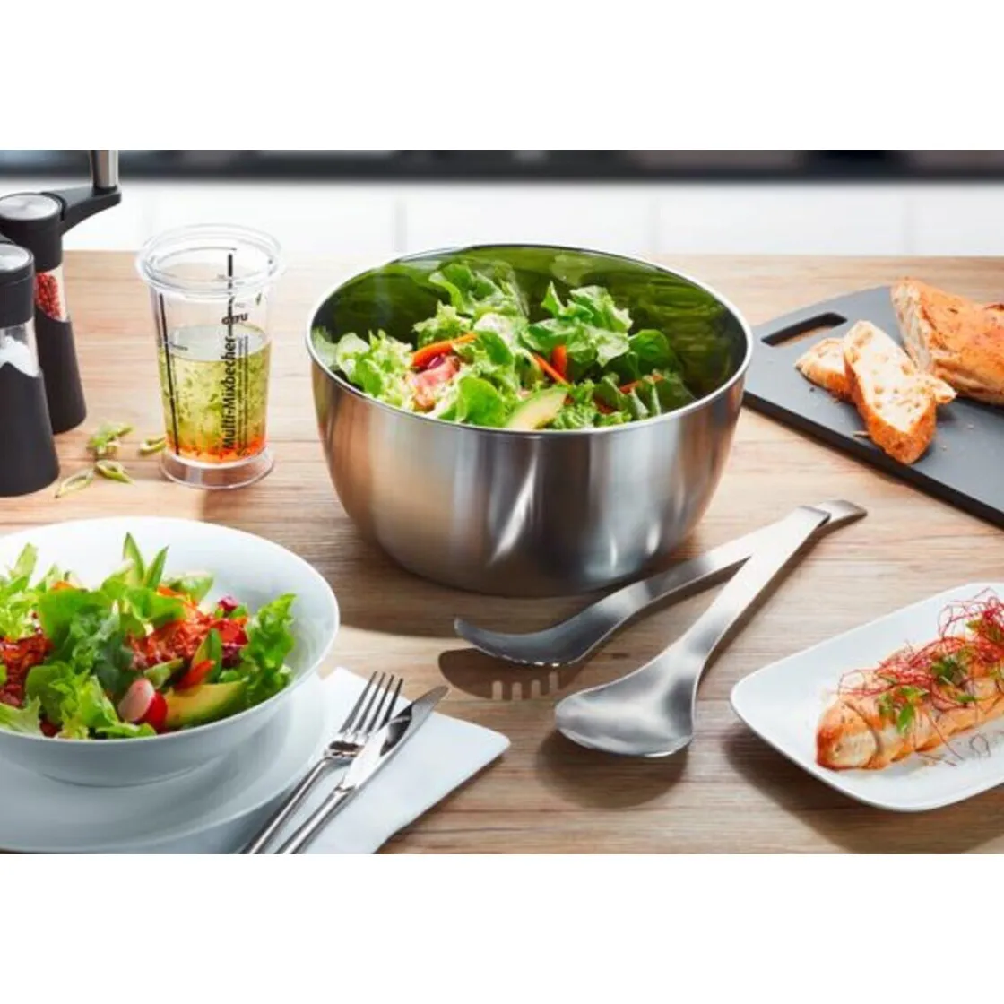 Salat Zubehör<Gefu Salatschleuder 3,0 l Rotare edelstahl