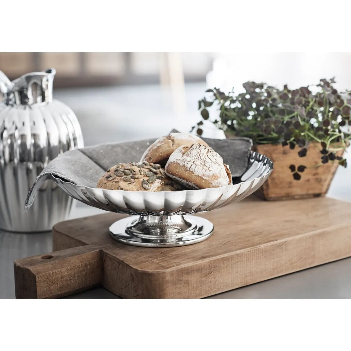 Schalen<Georg Jensen Sockelschale 28 cm Bernadotte edelstahl