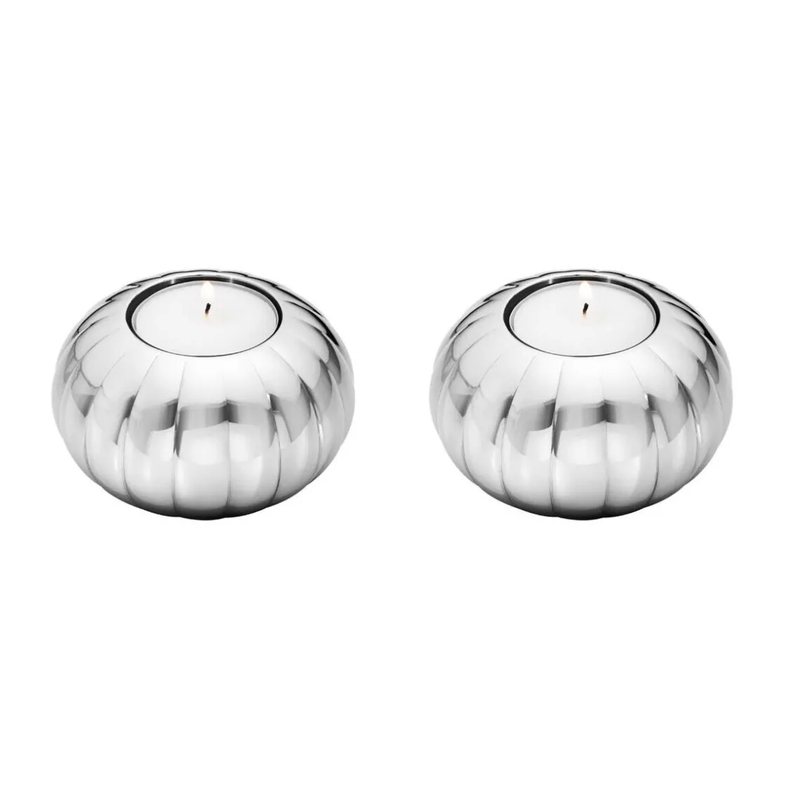 Georg Jensen Teelichthalter 2er-Set Bernadotte edelstahl