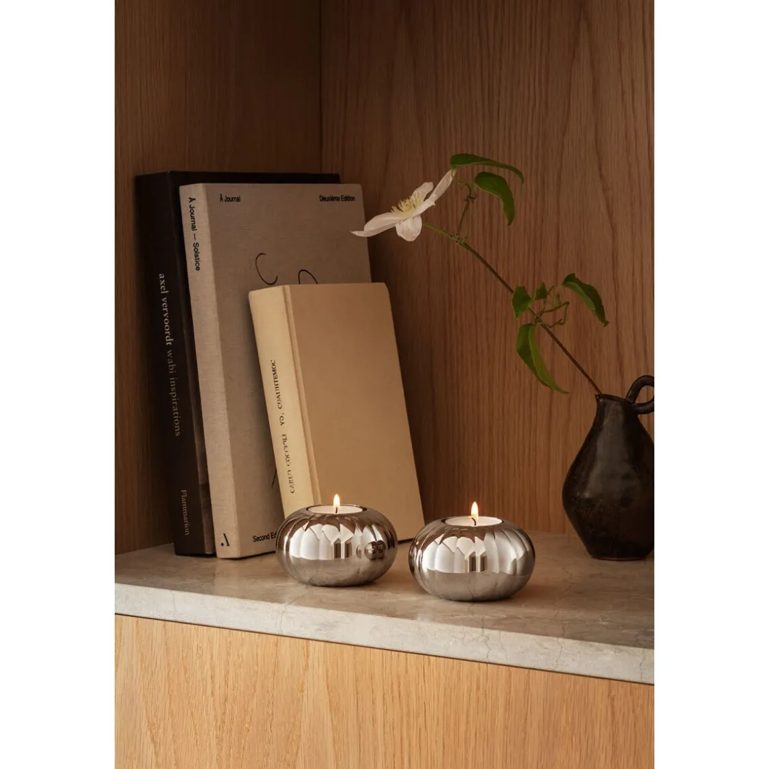 Georg Jensen Teelichthalter 2er-Set Bernadotte edelstahl