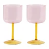 Weingläsersets<Hay Weinglas 2er-Set Tint pink/gelb