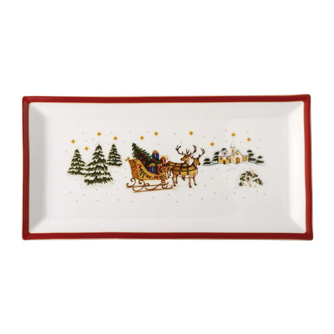Servierplatten|Weihnachten<Hutschenreuther Platte 36x18 cm Happy Wintertime Red
