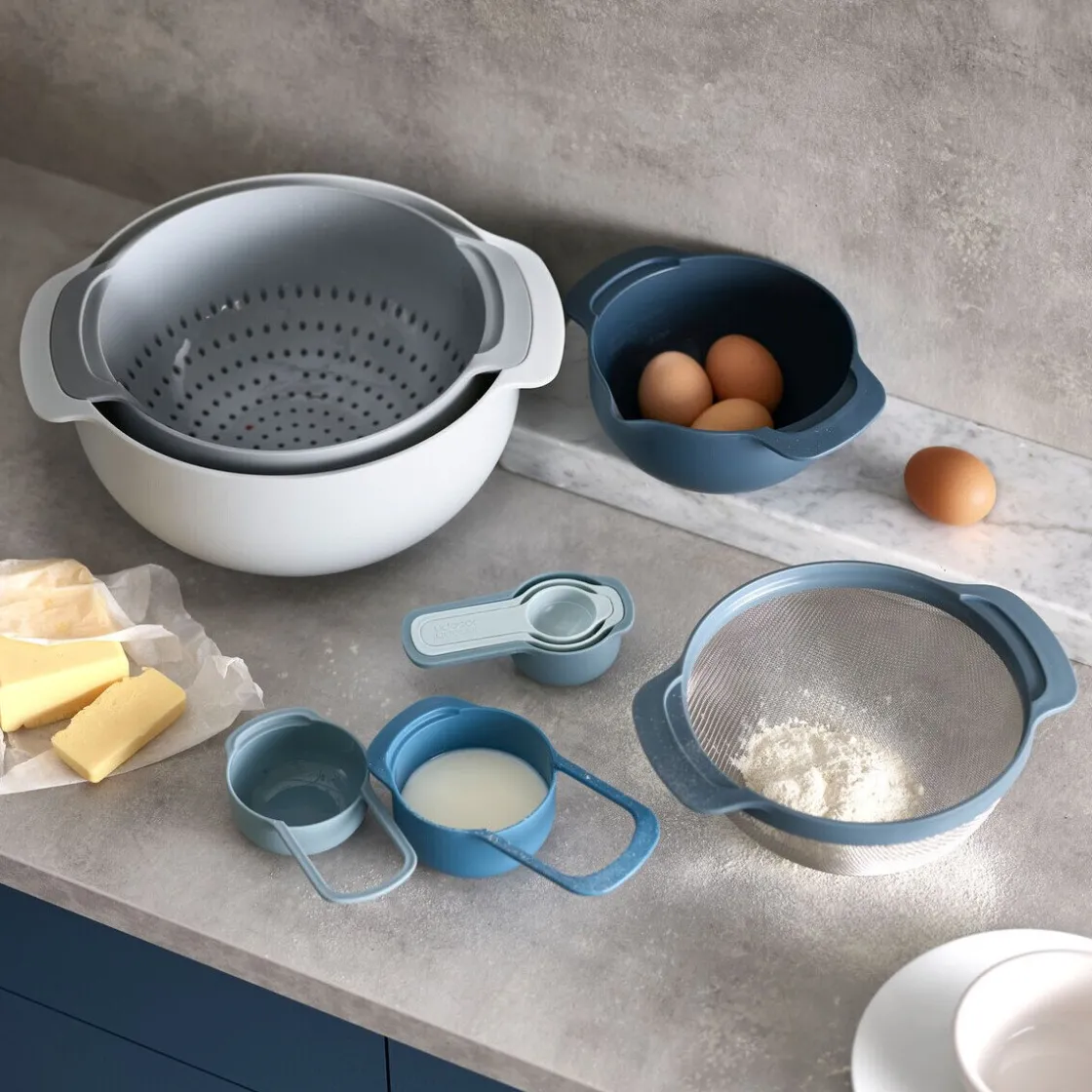 Backzubehör|Kochwelt Entdecken<Joseph Joseph 9 Plus Schüssel-Set 9-tlg. Nest Editions blau