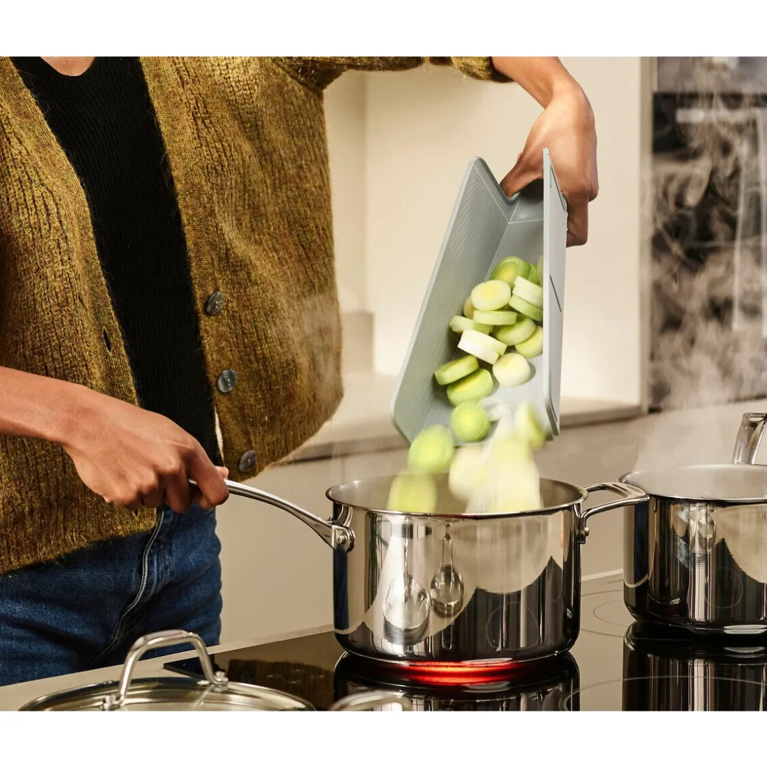 Schneidebretter Aus Kunststoff|Messer & Co. Entdecken<Joseph Joseph Schneidebrett faltbar blassblau Chop2Pot Plus