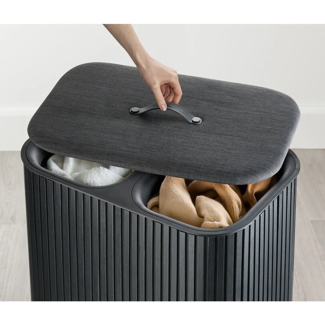 Neuheiten<Joseph Joseph Wäschetrennkorb 90,0 l Tota Twin Luxe schwarz