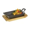 Grillen|Spanischer Sommerurlaub<Küchenprofi Servierpfanne eckig Gusseisen mit Holzbrett 21,5x12,5x6cm