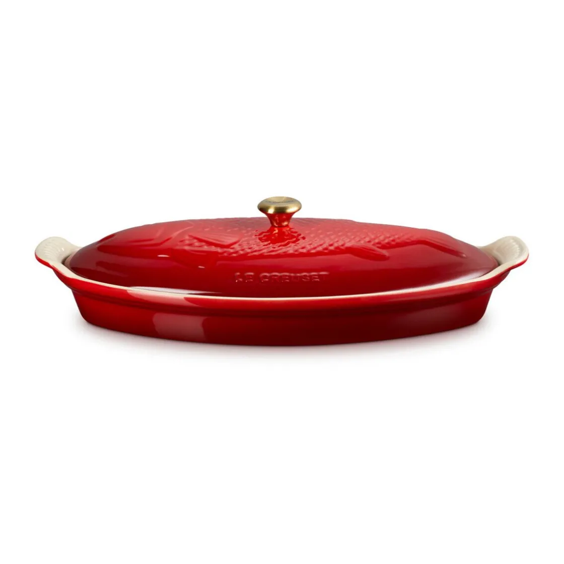 Le Creuset Fischbackform mit Deckel 34 cm Tradition Kirschrot
