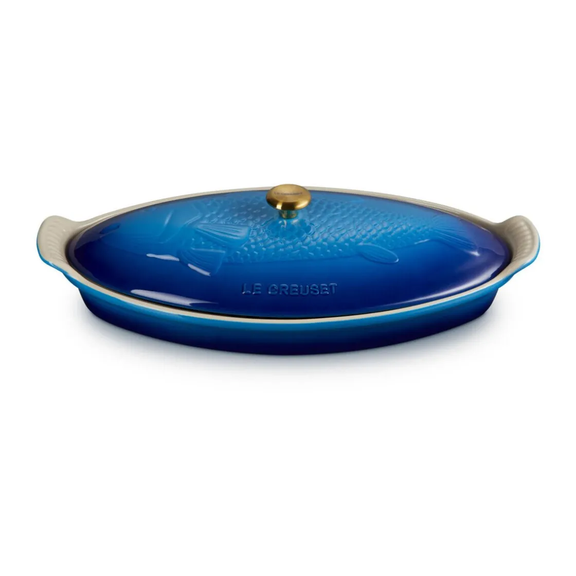 Le Creuset Fischbackform mit Deckel 34 cm Tradition Azure