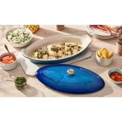 Le Creuset Fischbackform mit Deckel 34 cm Tradition Azure