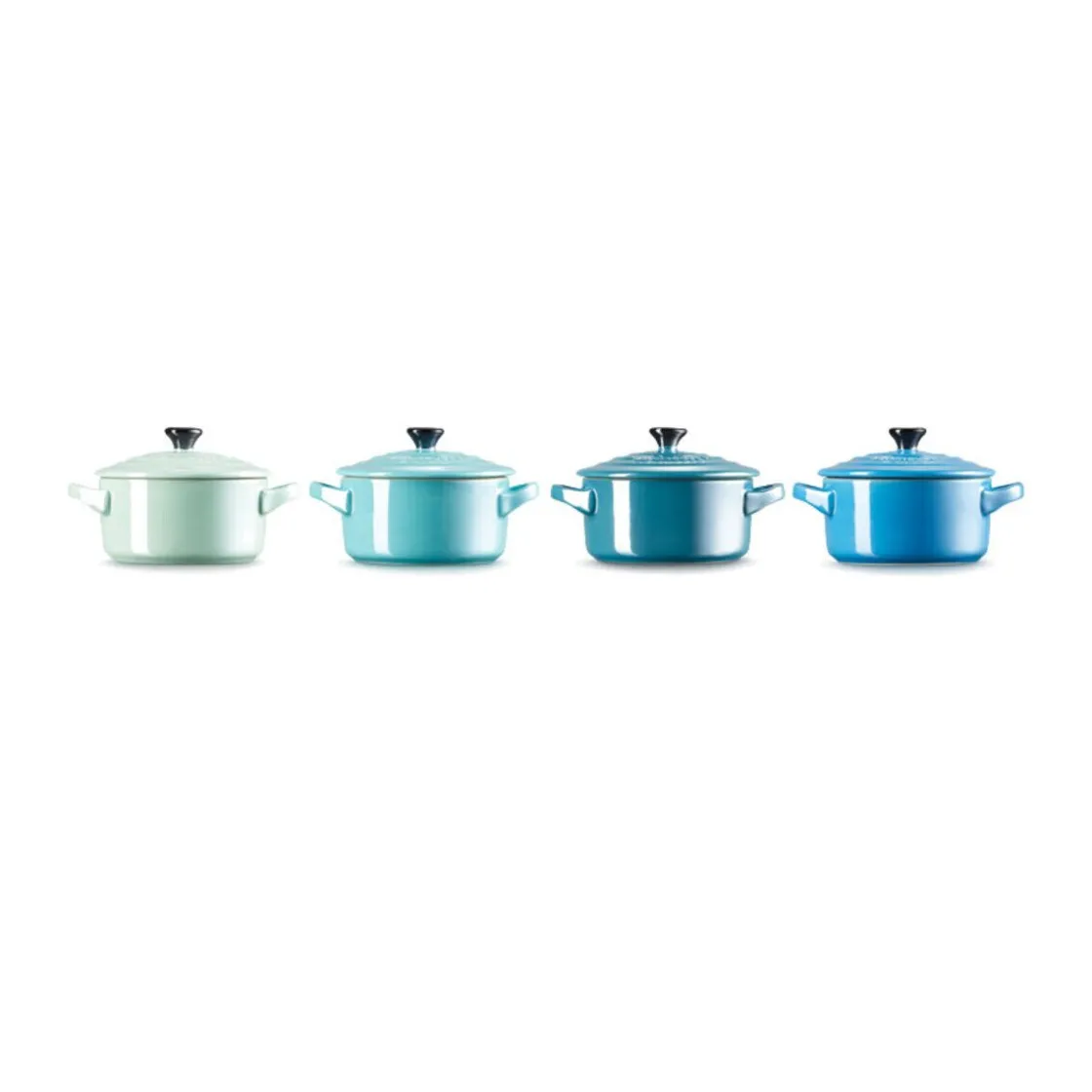 Le Creuset Mini Cocottes 4er-Set Metallics Blau-Grün