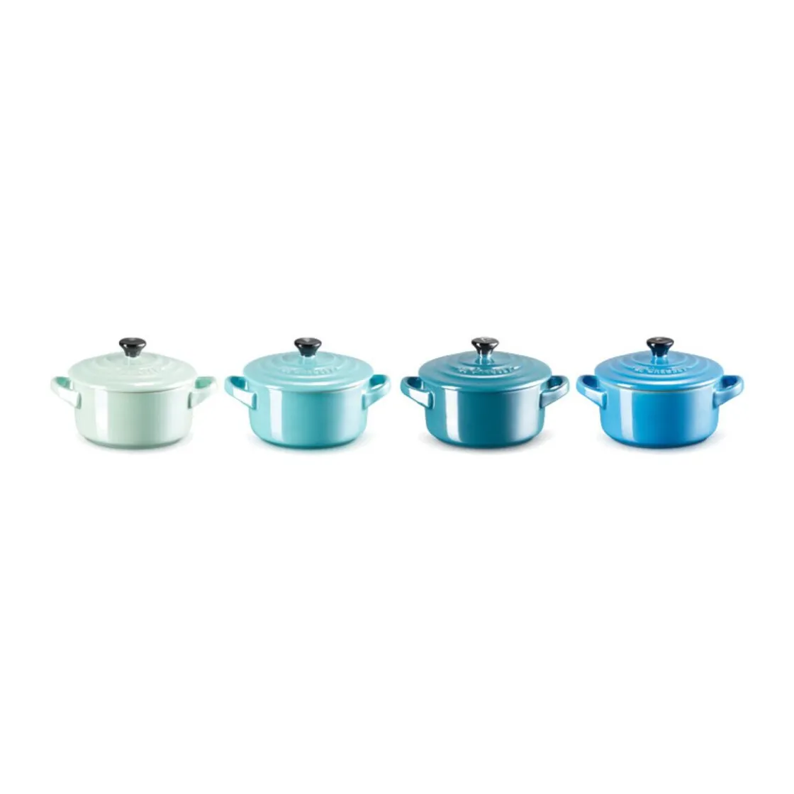 Le Creuset Mini Cocottes 4er-Set Metallics Blau-Grün