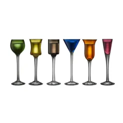 Lyngby Glas Schnapsglas 6er-Set Farben/Formen sortiert
