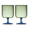 Lyngby Glas Weinglas 2er-Set Torino grün/blau