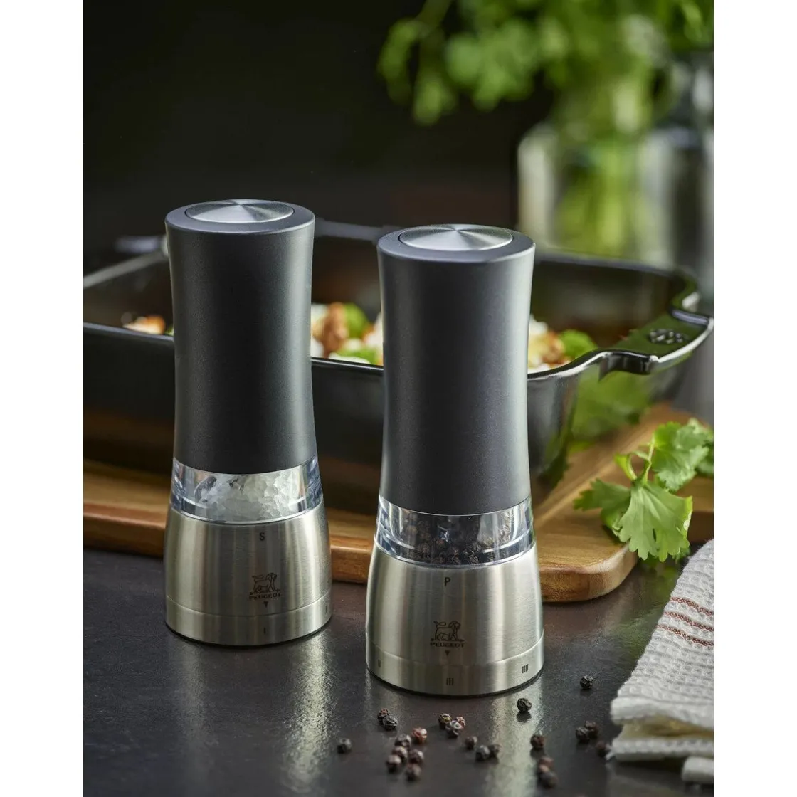 Peugeot Pfeffer- und Salzmühle 16 cm Daman Elektrisch Duo u‘Select schwarz