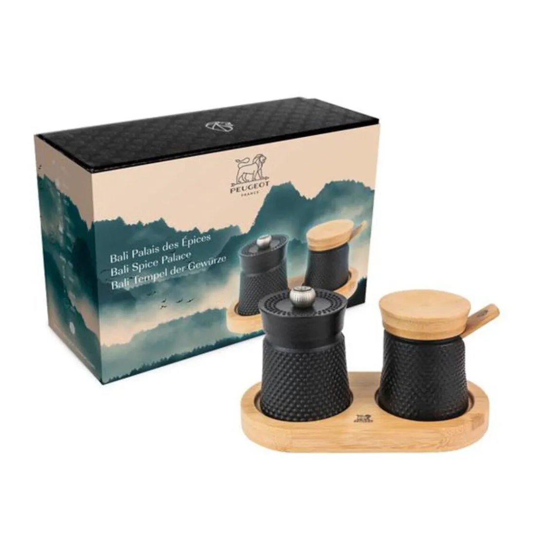 20 Jahre Tischwelt<Peugeot Tempel der Gewürze 3-tlg. Bali schwarz